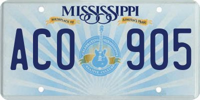 MS license plate ACO905