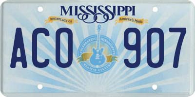 MS license plate ACO907