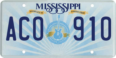 MS license plate ACO910
