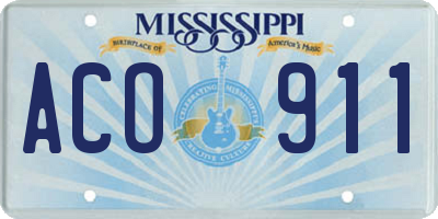 MS license plate ACO911