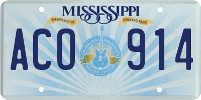 MS license plate ACO914
