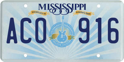MS license plate ACO916