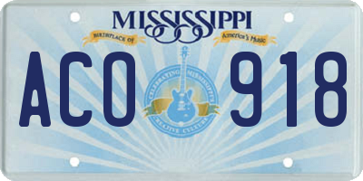 MS license plate ACO918