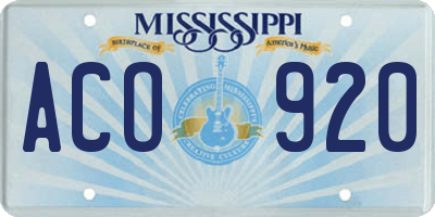 MS license plate ACO920