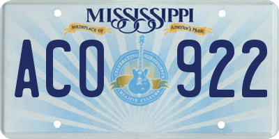 MS license plate ACO922