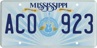 MS license plate ACO923