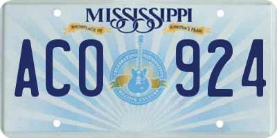 MS license plate ACO924