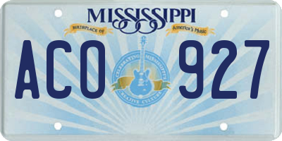 MS license plate ACO927