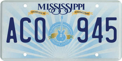 MS license plate ACO945