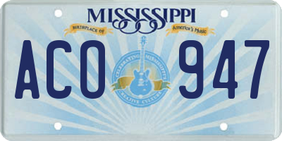 MS license plate ACO947