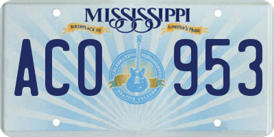 MS license plate ACO953