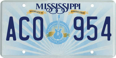 MS license plate ACO954