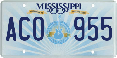 MS license plate ACO955