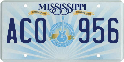 MS license plate ACO956