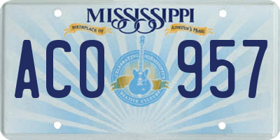 MS license plate ACO957