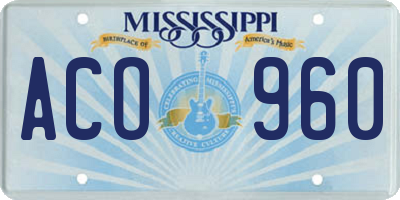 MS license plate ACO960