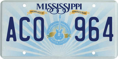 MS license plate ACO964