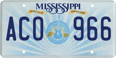 MS license plate ACO966