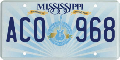 MS license plate ACO968