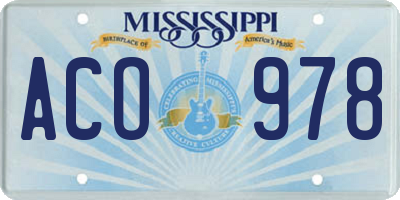 MS license plate ACO978