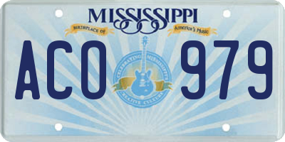 MS license plate ACO979