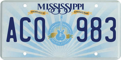 MS license plate ACO983