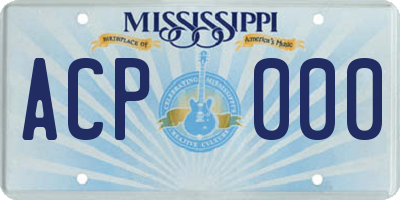 MS license plate ACP000