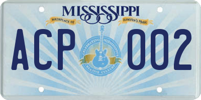 MS license plate ACP002