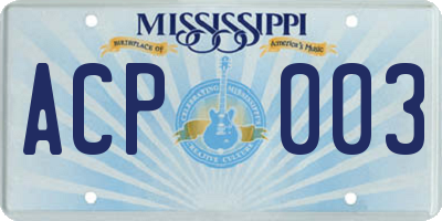 MS license plate ACP003