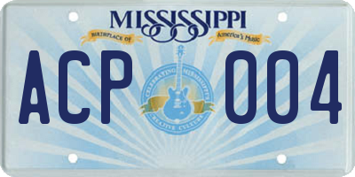 MS license plate ACP004