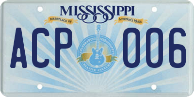 MS license plate ACP006