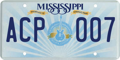 MS license plate ACP007
