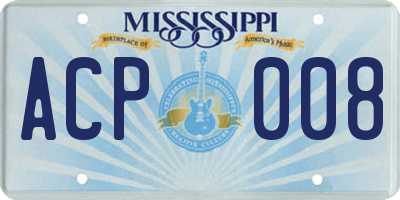MS license plate ACP008