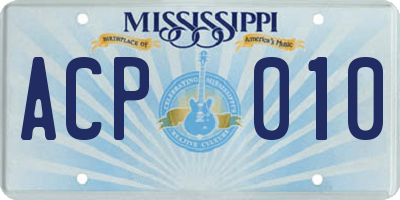 MS license plate ACP010