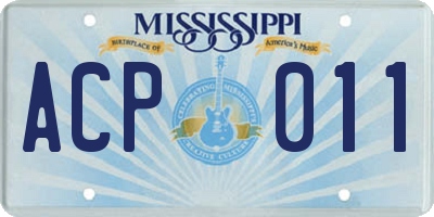 MS license plate ACP011