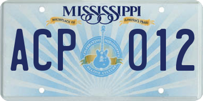 MS license plate ACP012