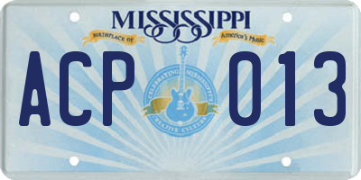 MS license plate ACP013
