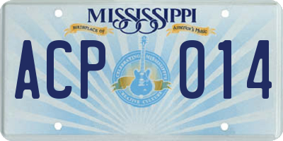 MS license plate ACP014