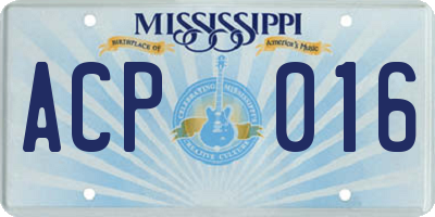 MS license plate ACP016