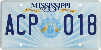 MS license plate ACP018
