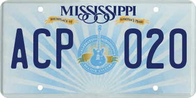 MS license plate ACP020