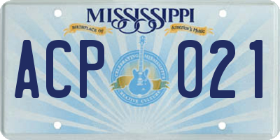MS license plate ACP021