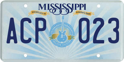 MS license plate ACP023
