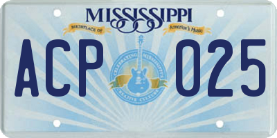 MS license plate ACP025