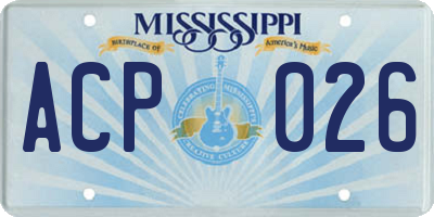 MS license plate ACP026