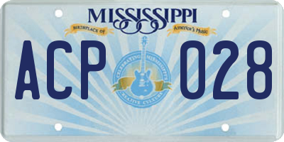 MS license plate ACP028