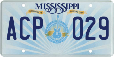 MS license plate ACP029
