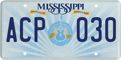 MS license plate ACP030