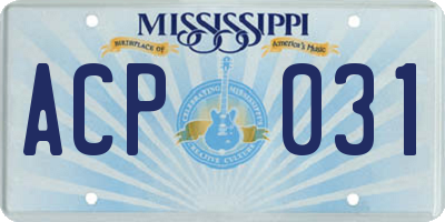 MS license plate ACP031