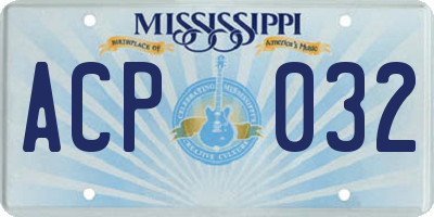 MS license plate ACP032